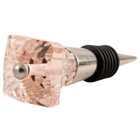 Pink Glass Square Cut Wine Stopper
